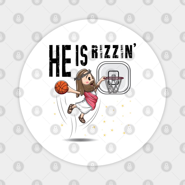 He Is Rizzin Funny Jesus Playing Basketball Magnet by ArticArtac